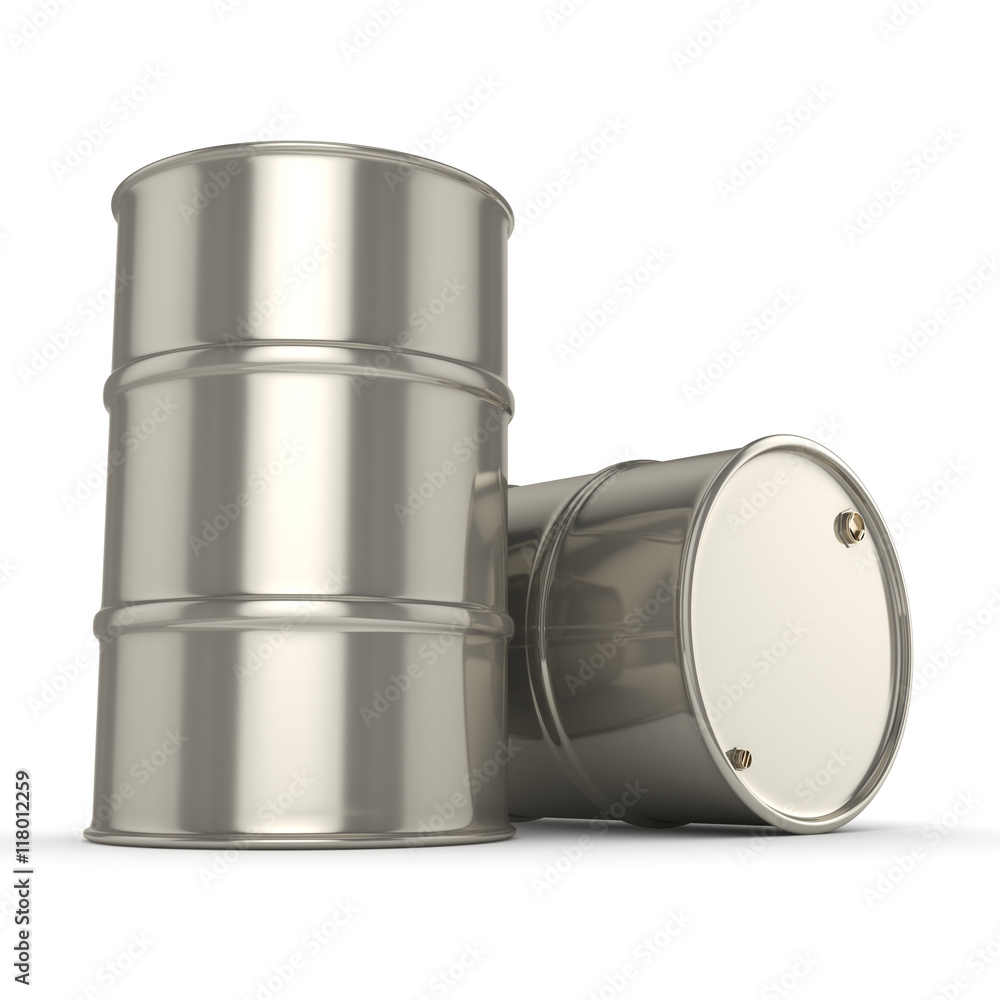 3D rendering Many chrome barrels 3D rendering Many chrome barrels