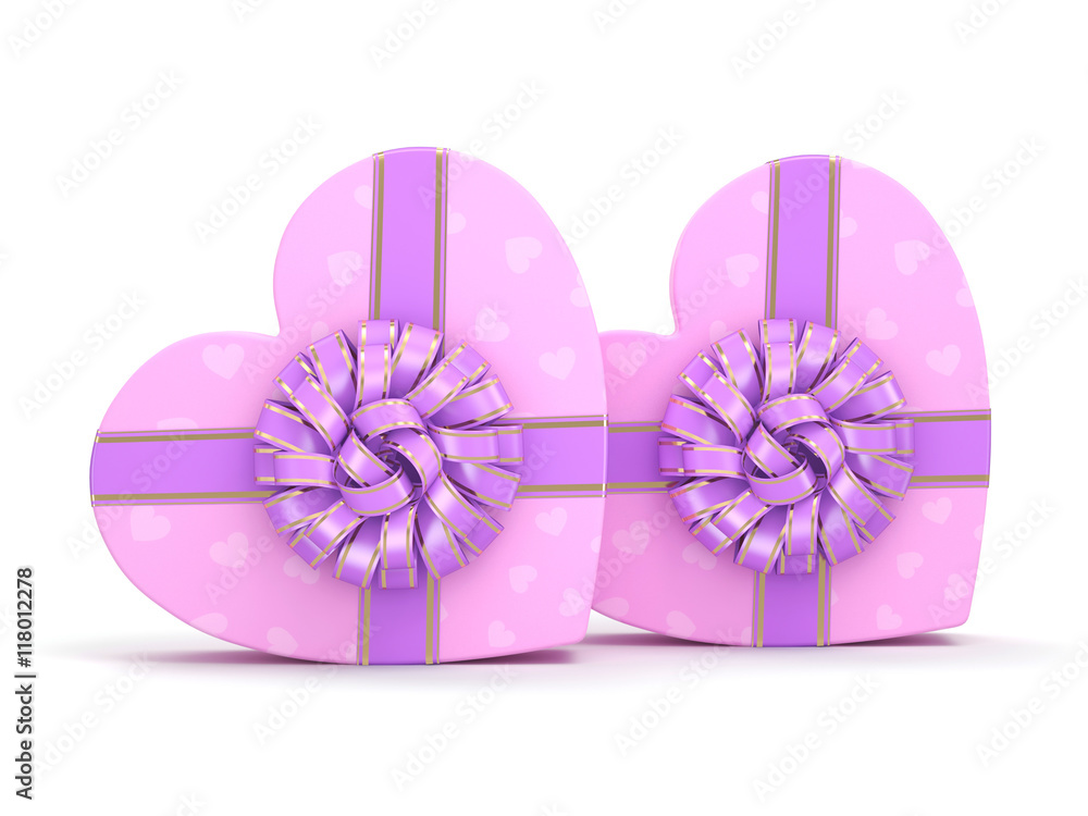 3D rendering Pink boxes heart 3D rendering Pink boxes heart