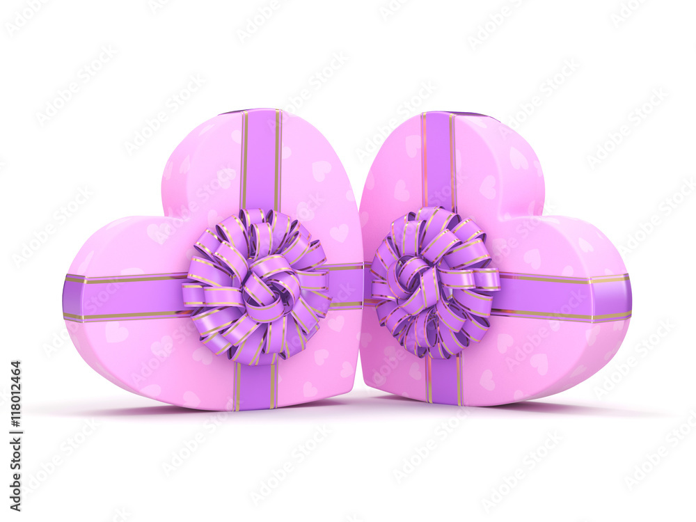 Fototapeta premium 3D rendering Pink boxes heart