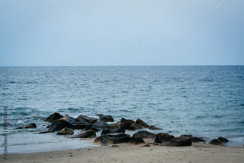 Rocks in the Atlantic Ocean at Town Beach, in Sandwich, Cape Cod