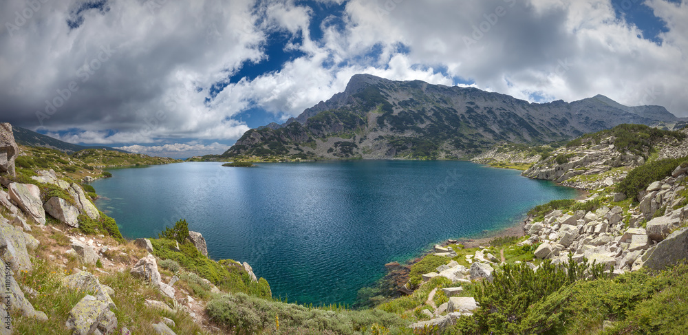 Beautiful mountain landscape panorama at sunny morning