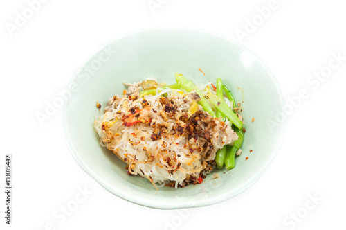 Tomyum noodle dry on white background