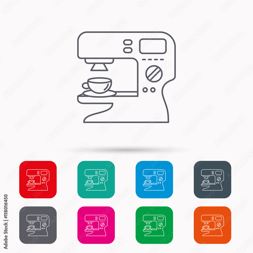Coffee maker icon. Hot drink machine sign. Coffee maker icon. Hot drink machine sign.