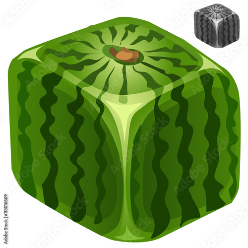 Ripe juicy delicious square watermelon