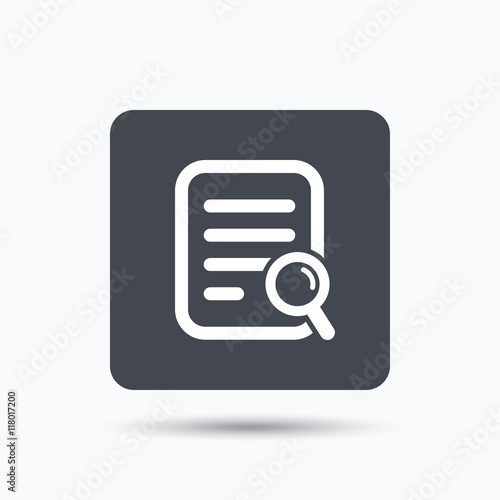 File search icon. Document page with magnifier. © tanyastock