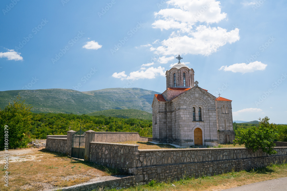 Fototapeta premium church near the Cetina water source spring in Croatia