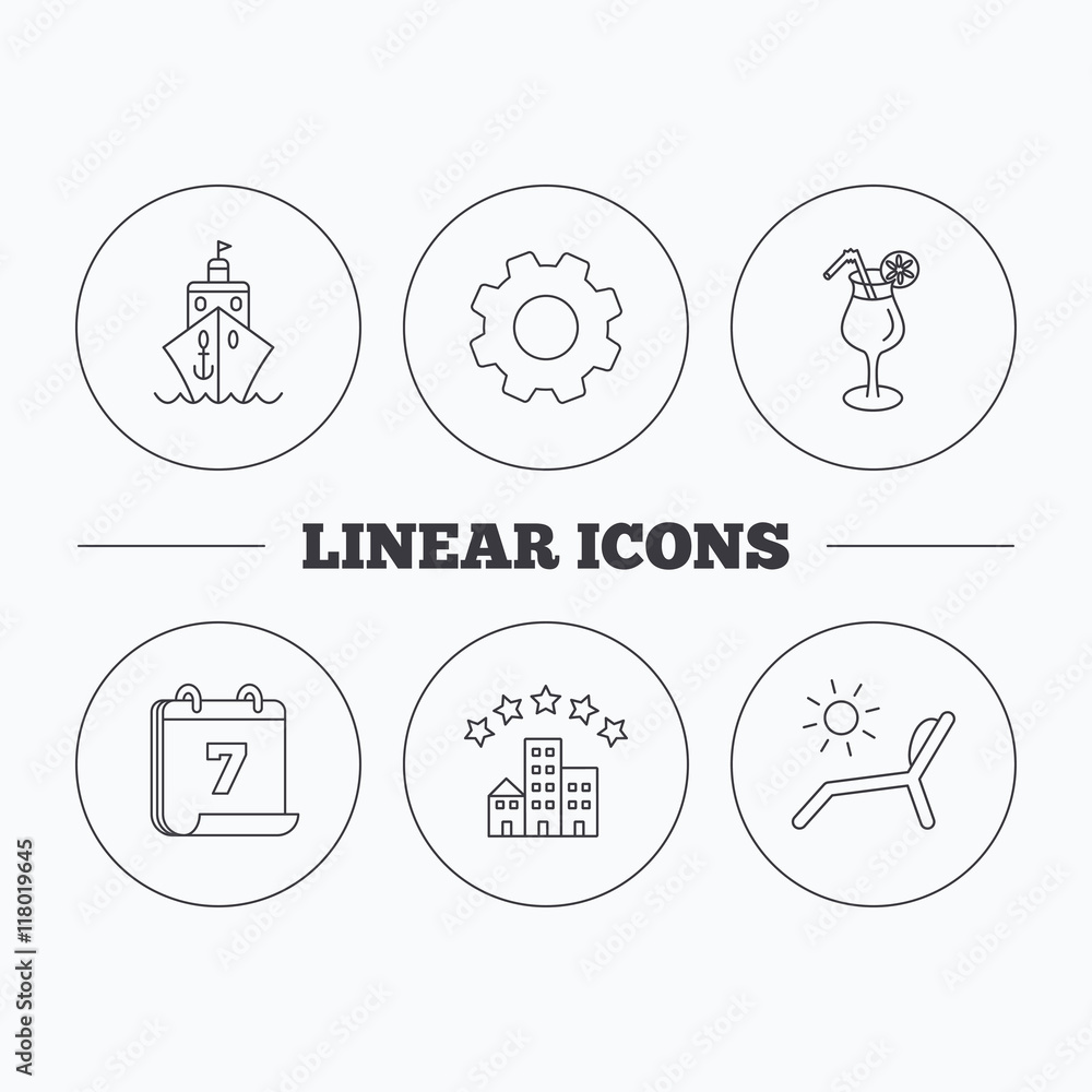 Cruise, waves and cocktail icons. Cruise, waves and cocktail icons.