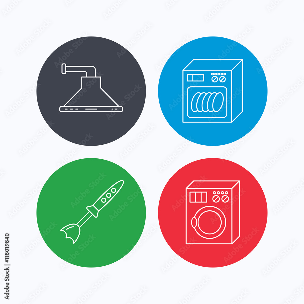 Dishwasher, washing machine and blender. Dishwasher, washing machine and blender.