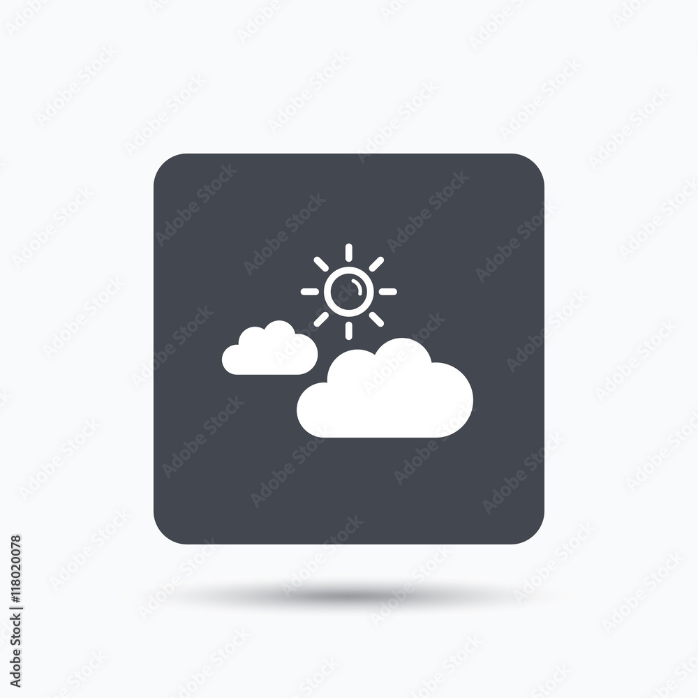 Cloud with sun icon. Sunny weather sign. Cloud with sun icon. Sunny weather sign.