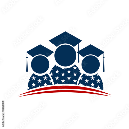 American Students graduates Logo. Vector graphic