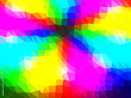 Rainbow low poly triangle style vector mosaic background
