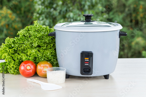 Wall Mural grey rice cooker on natural background