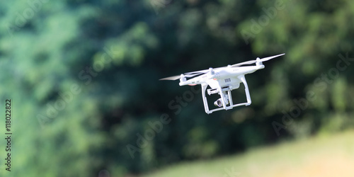Flying drone in action