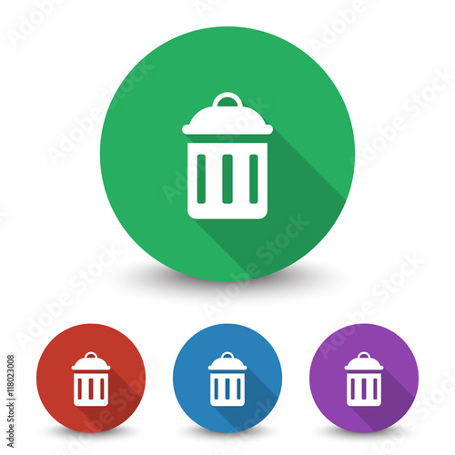White Delete icon in different colors set © Imagevector