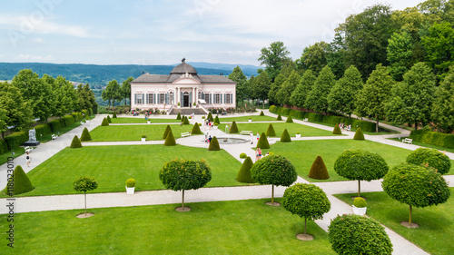 Canvas Print Baroque Garden Pavilion and people in park of Melk Abbey in Wachau Valley, Lower