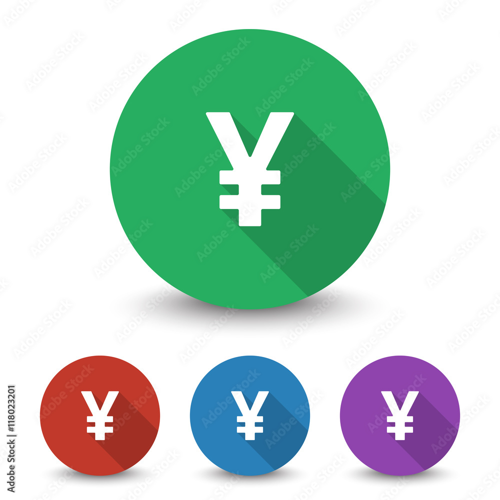 White Yen icon in different colors set White Yen icon in different colors set