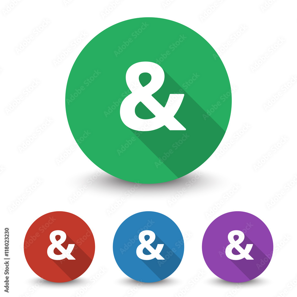White Ampersand icon in different colors set White Ampersand icon in different colors set