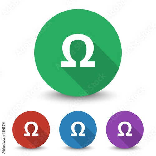 White Omega icon in different colors set