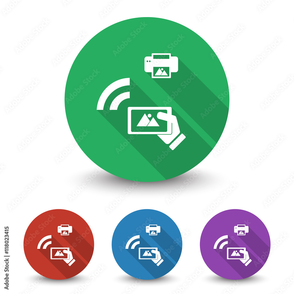 White Mobile Photo Printing icon in different colors set White Mobile Photo Printing icon in different colors set