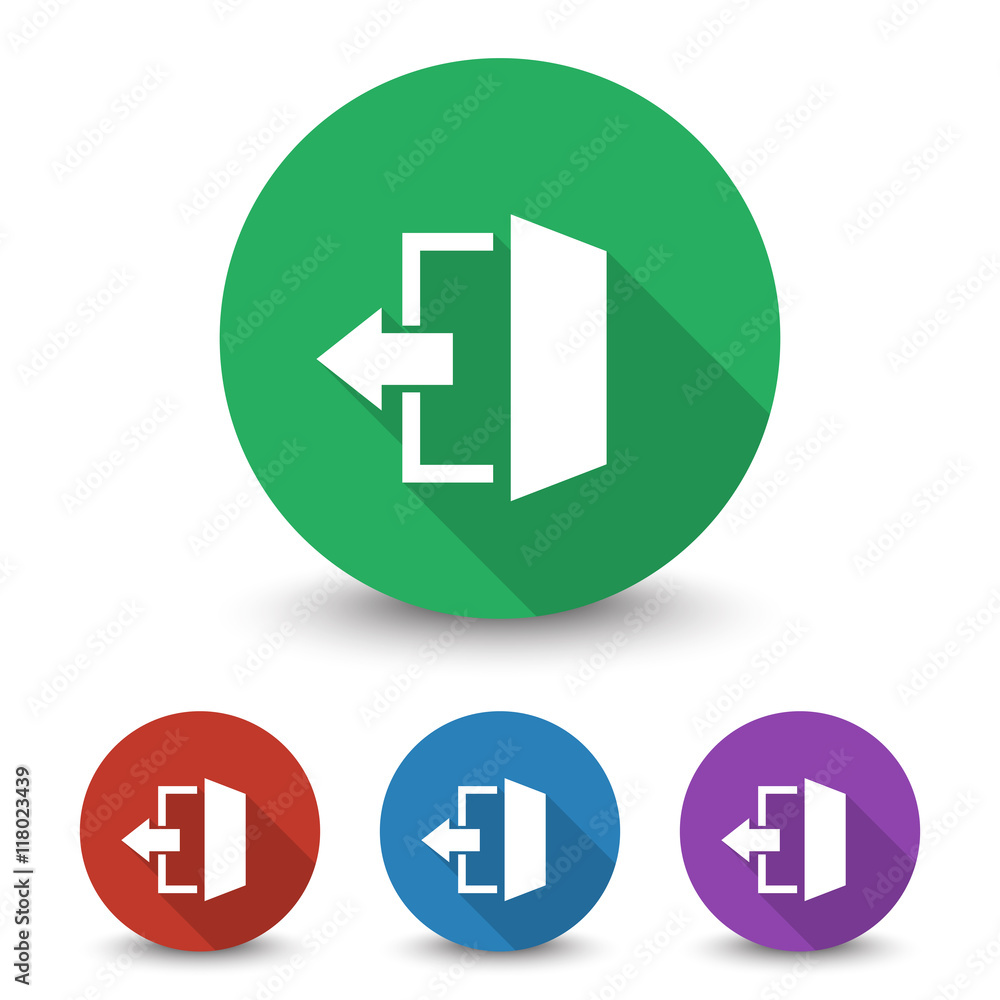 White Exit icon in different colors set White Exit icon in different colors set