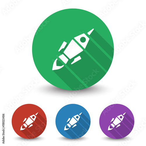 White Rocket Launch icon in different colors set