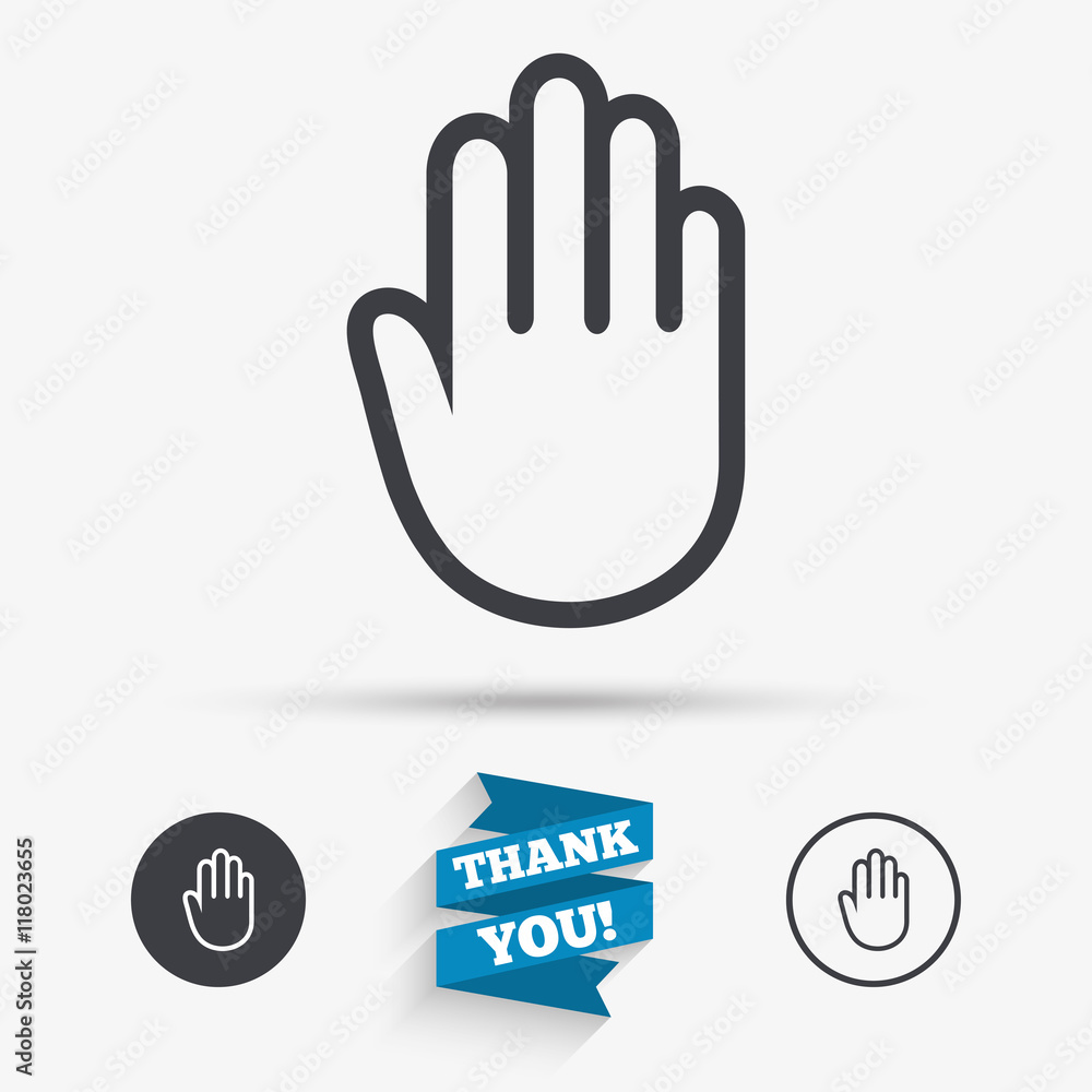 Hand sign icon. No Entry or stop symbol. Hand sign icon. No Entry or stop symbol.