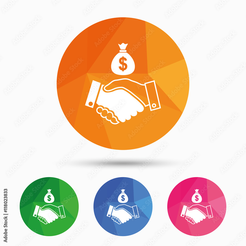 Dollar handshake sign icon. Successful business. Dollar handshake sign icon. Successful business.