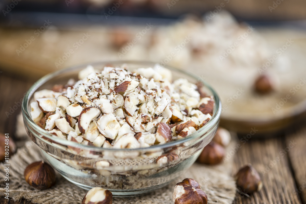 Chopped Hazelnuts (selective focus) Chopped Hazelnuts (selective focus)