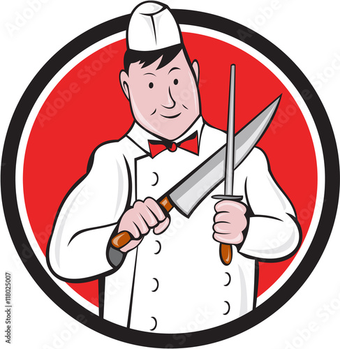 Butcher Sharpening Knife Circle Cartoon
