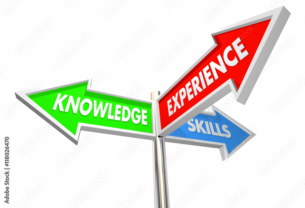 Knowledge Skills Experience 3 Way Three Signs 3d Illustration Knowledge Skills Experience 3 Way Three Signs 3d Illustration