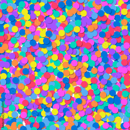 Seamless pattern of colorful confetti. Festive background. Vector