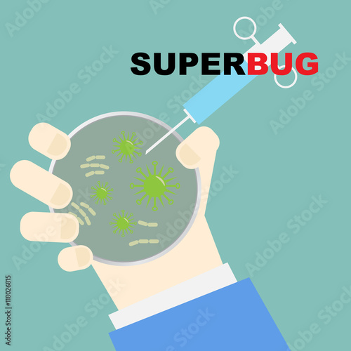 superbugs various bacteria and microbes cartoon vector illustration, Lab test for find to heal up from superbugs