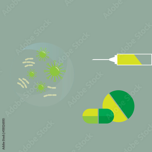 superbugs various bacteria and microbes cartoon vector illustration, Lab test for find to heal up from superbugs