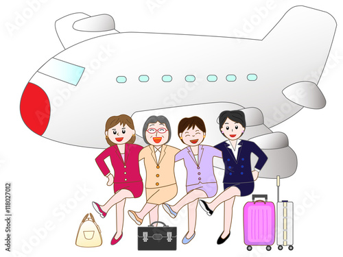 飛行機で出張のビジネスウーマン
