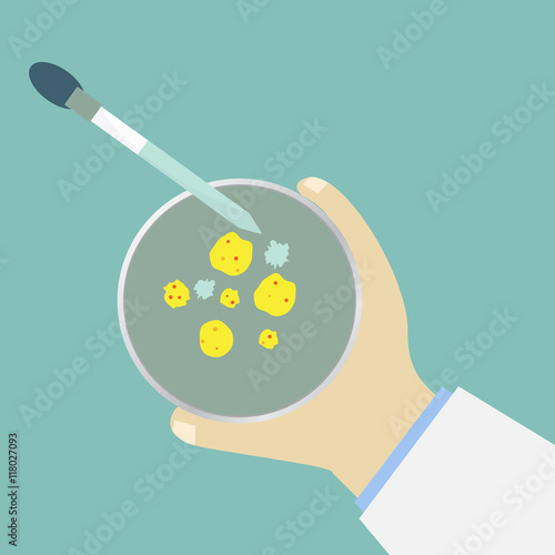 superbugs various bacteria and microbes cartoon vector illustration, Lab test for find to heal up from superbugs