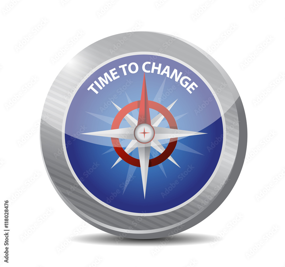 time to change compass sign isolated concept time to change compass sign isolated concept