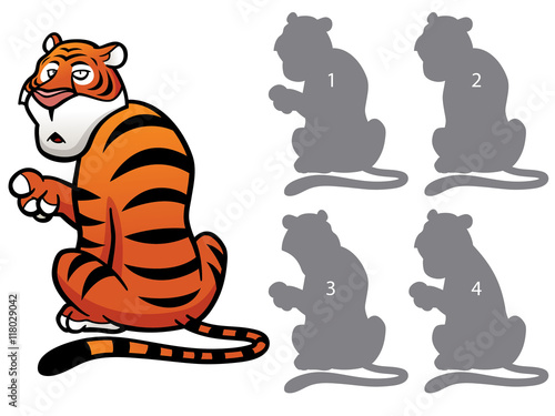 Fototapeta Naklejka Na Ścianę i Meble -  Vector Illustration of make the right choice and connect shadow matching - Tiger