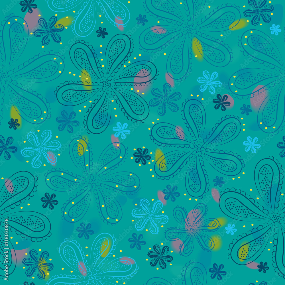 Blue floral seamless pattern Blue floral seamless pattern