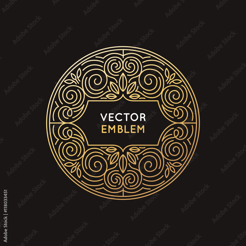 Vector logo and monogram design template in trendy linear style Vector logo and monogram design template in trendy linear style