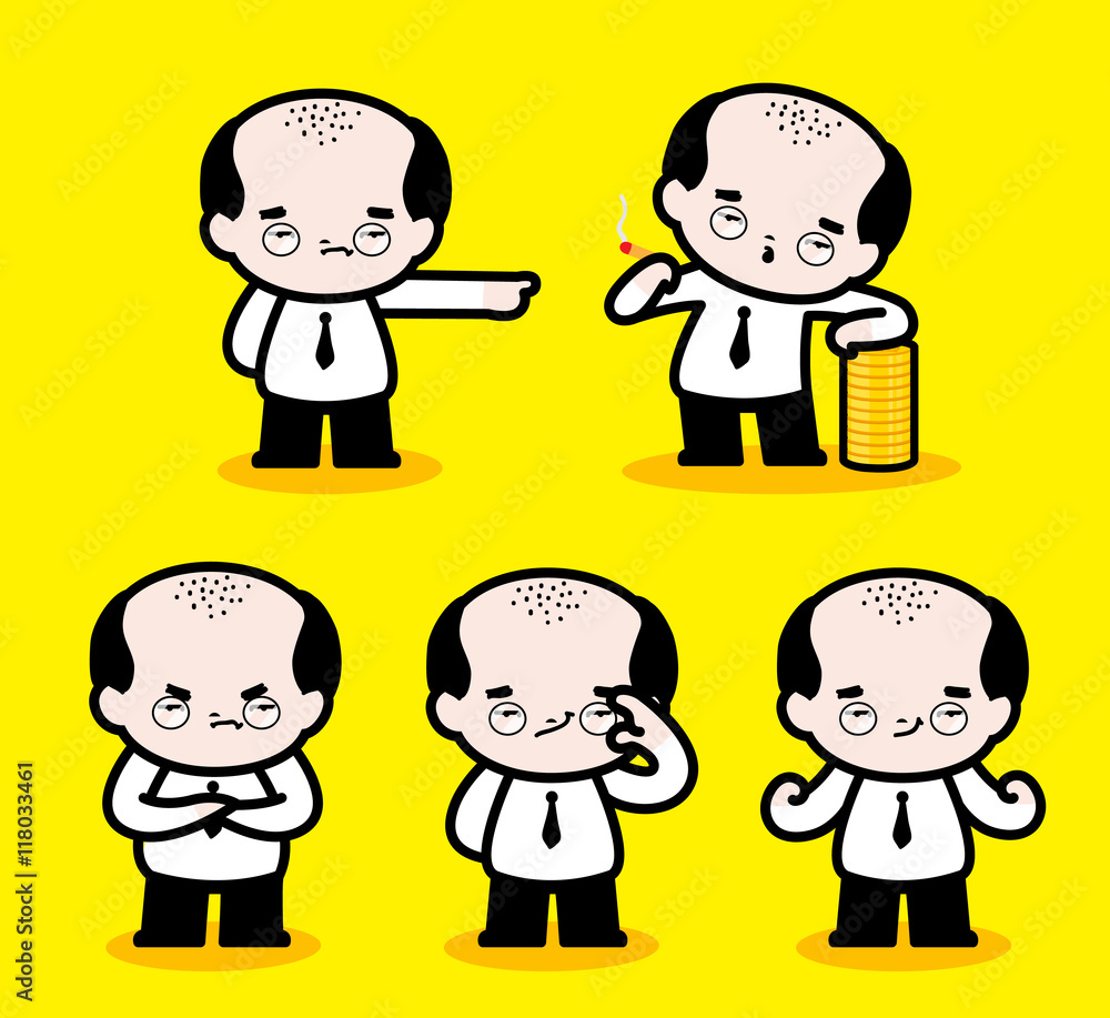 
Business boss / There are five kinds of facial expression and posture, about a business boss's style in this set.