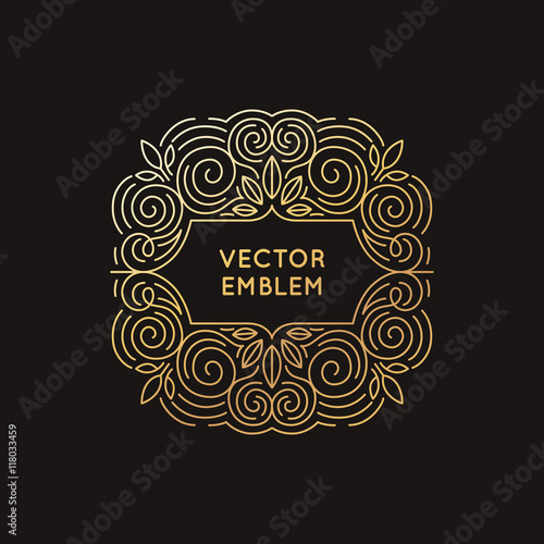 Vector logo and monogram design template in trendy linear style