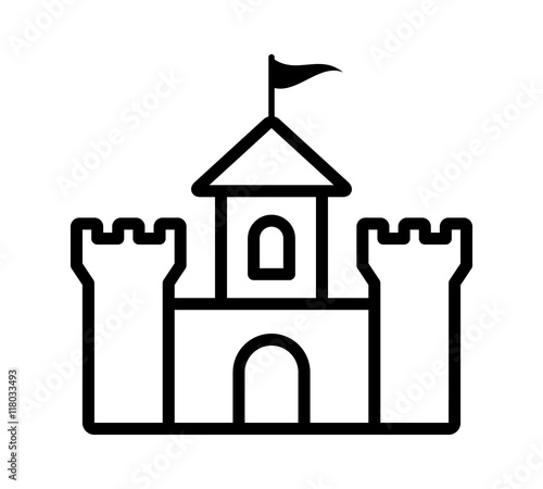 Castle fortress or citadel base line art icon for games and websites