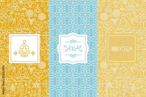 Vector labels and seamless patterns - yoga concepts