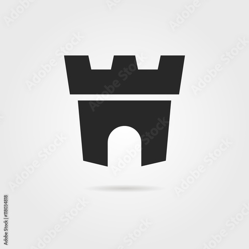 black fortress icon with shadow