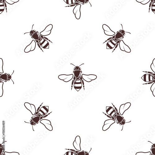 Honeybees vector seamless light pattern