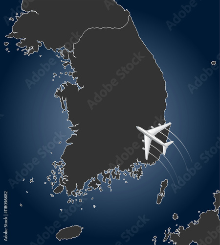 Korean Air, map,flight  photo