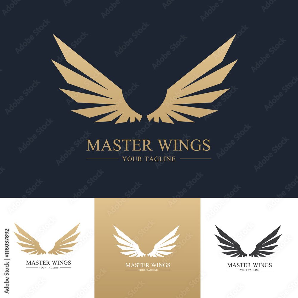 Obraz premium Logo skrzydeł, logo skrzydła orła, symbol ptaka, logo wolności, logo sportowe, szablon logo wektor.