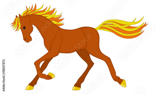 cartoon beautiful running horse