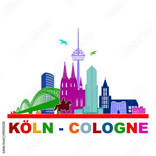 Köln Panorama Skyline Wandtatoo Sehenswürdigkeiten Kölner Dom Hohenzollernbrücke Rathaus Triangle Stadtansicht Städtetour Tourismus