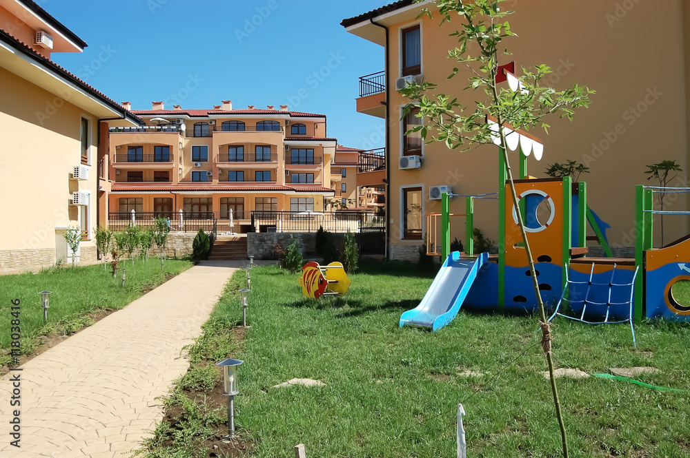 Playground near apartmenthouse in Saint Vlas village. Playground near apartmenthouse in Saint Vlas village.